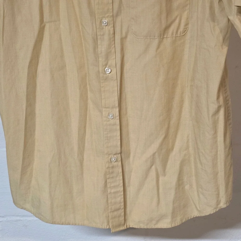 Banana Republic Men Slim Fit L Short‎ Sleeve Button Shirt Yellow Easter Spring
